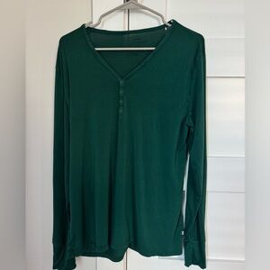 Little Sleepies Dark Green Long Sleeve Henley Pajama Top